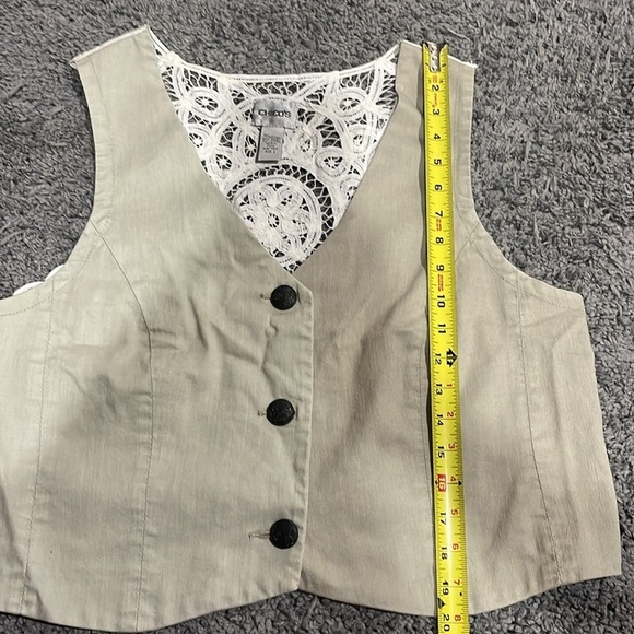 Chico’s Tan Beige Crochet Steampunk Vest Size Large - Picture 7 of 8